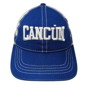Cancun Strapback Trucker Hat Blue One Size Adjustable Embroidered Banana Bay